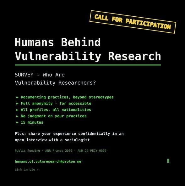 Humans Behind Vulnerability Research - Call for participation